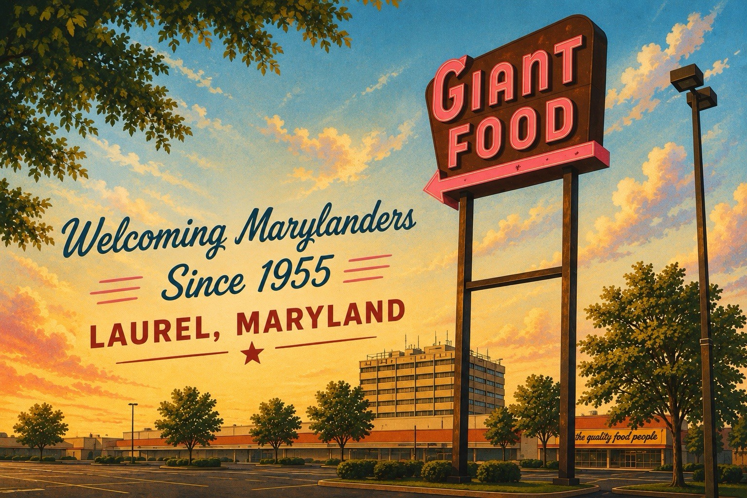 Greetings From Laurel Maryland MODERN Postcard Large Letter Shopping Center C715