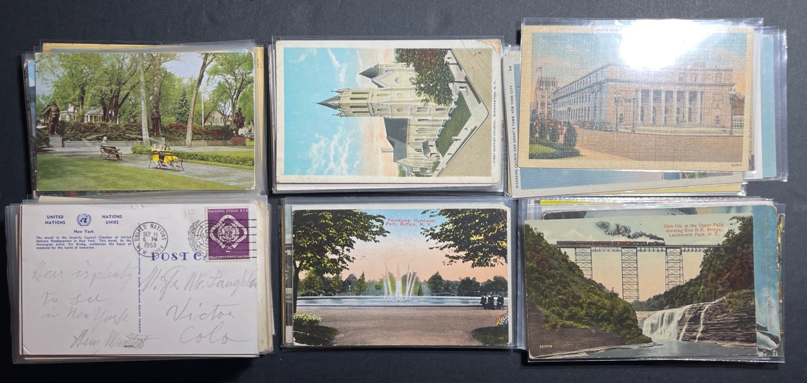 One-hundred-thirty-five NEW YORK postcards linen lithograph chrome 135 pcs LOT