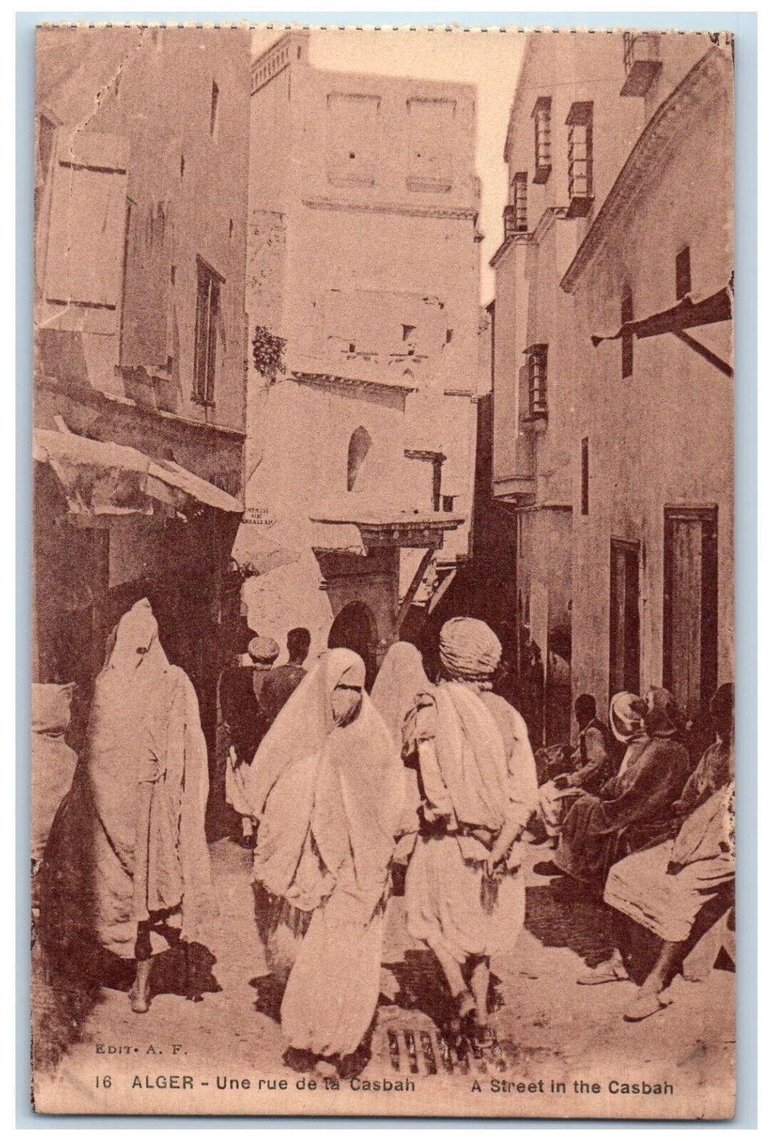 c1910 A Street in the Casbah Algiers Algeria Unposted Antique Postcard