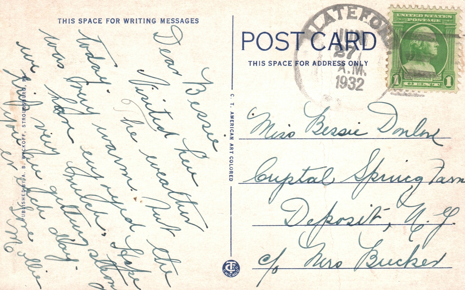 Vintage Postcard 1932 The Picturesque Scenic View Lake And Forest Delaware DE