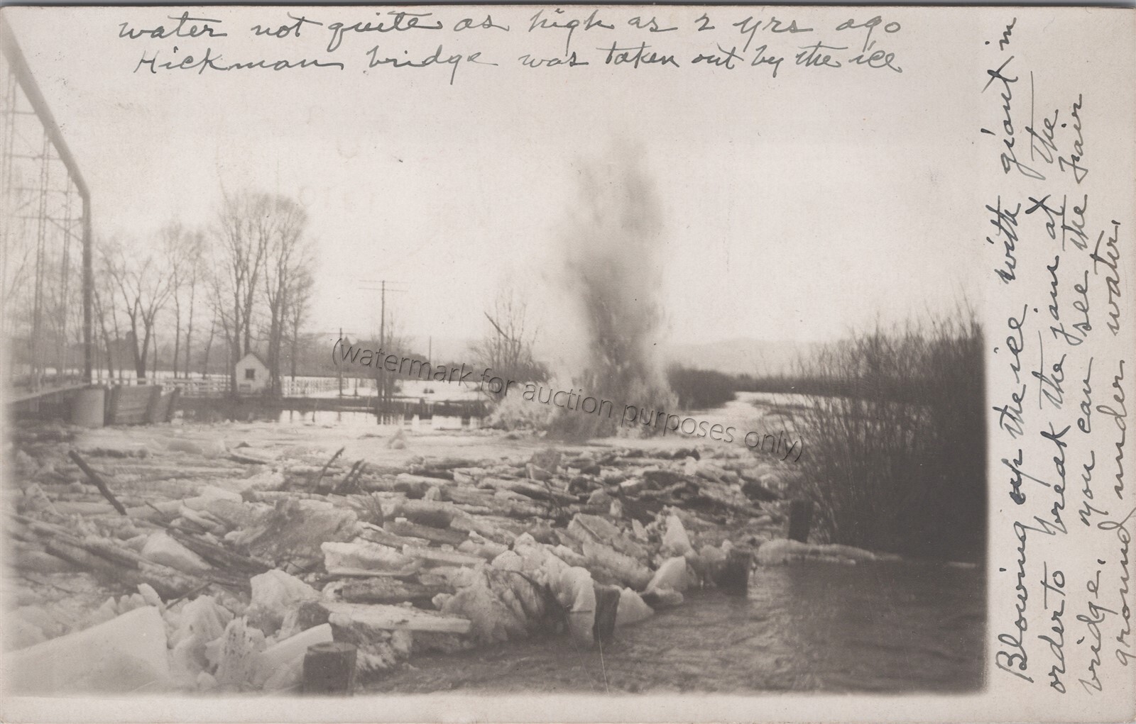 Twin Bridges, MT: RPPC 1910 Hickman Bridge, vtg Montana Real Photo Postcard