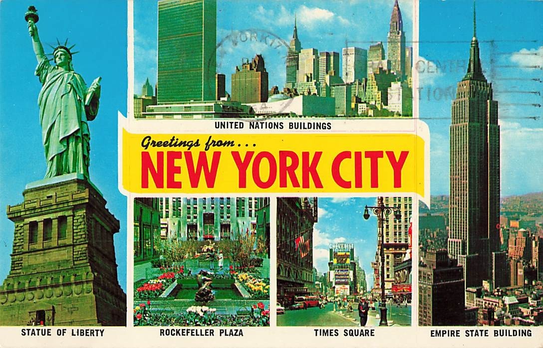 Postcard Greetings From New York City | Vintage Multiview Landmarks Tourism