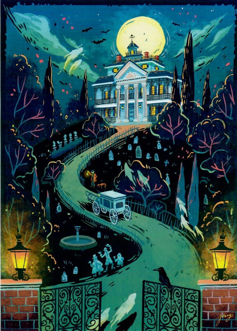 2024 Disney WonderGround Josey Tsao HAPPY HAUNTS 5×7 Haunted Mansion