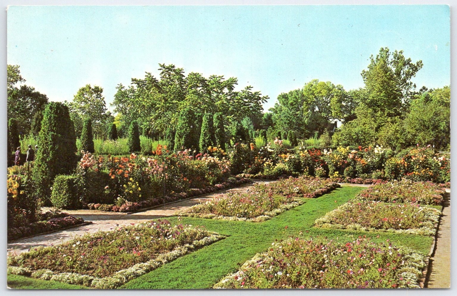 Formal Gardens Miami University Oxford Ohio Vintage Postcard by Dexter Press
