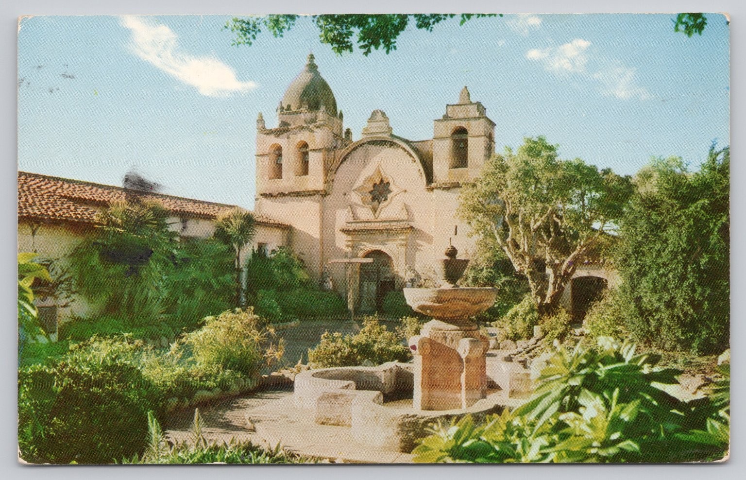 Mission San Carlos Borromeo Carmel CA Kodachrome Postcard Vintage