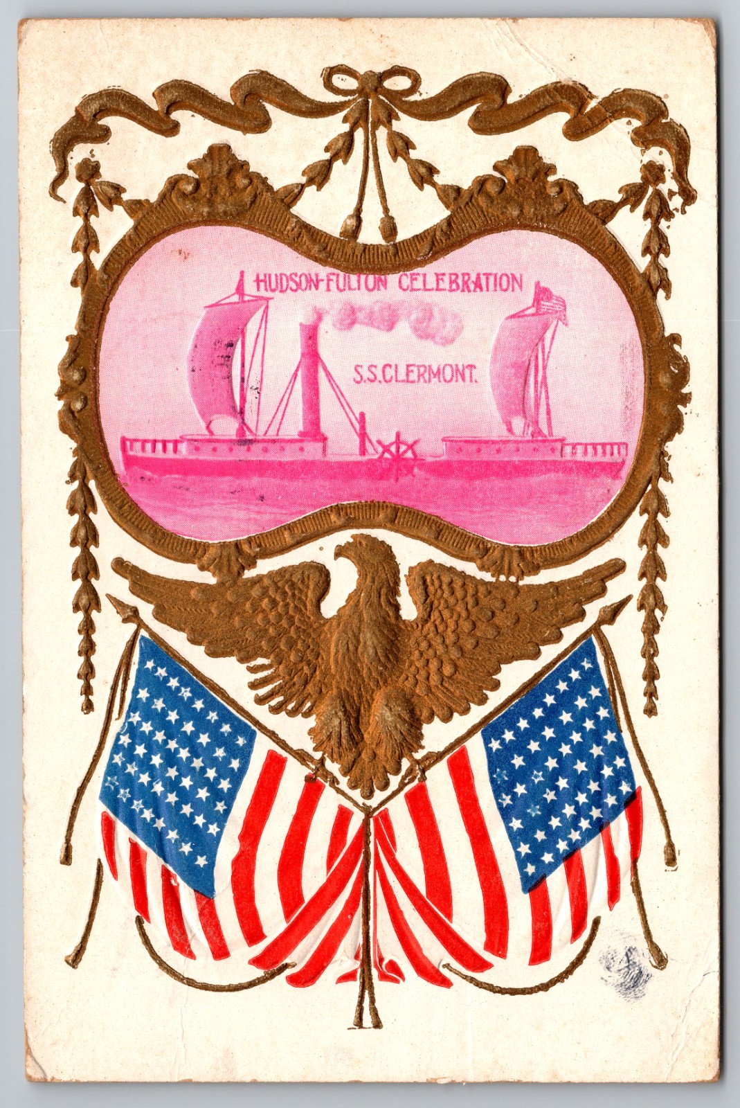 Hudson-Fulton Celebration 1909 – S.S. Clermont – Eagles / USA Flag