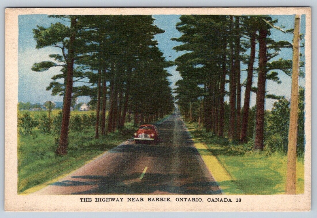 The Highway Near Barrie, Ontario, Vintage Jack H Bain Postcard