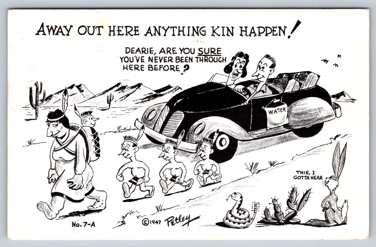 Vintage Postcard Silom Springs Arkansas Humor June 6 1951 Cartoon Art Bob Petley