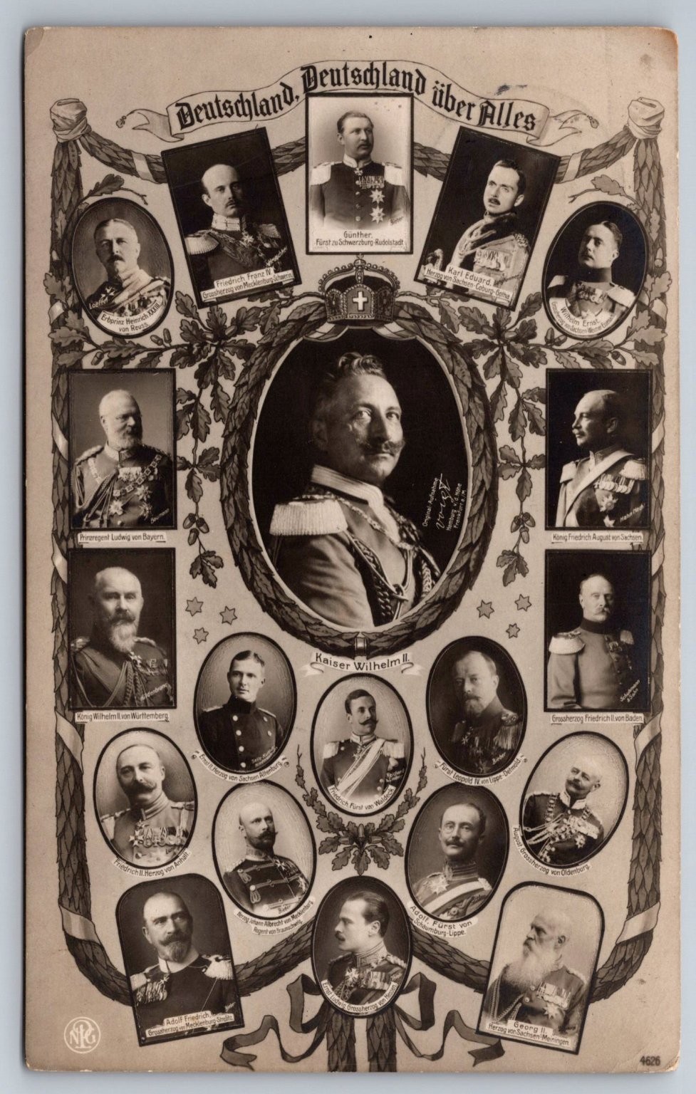 1913 Kaiser Wilhelm II & German Royalty “Deutschland über Alles” Postcard
