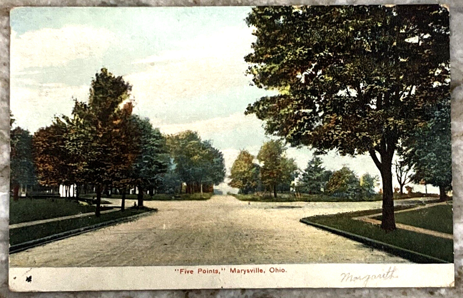 Five Points Marysville Ohio Street Scene 1907 DB Postcard A986