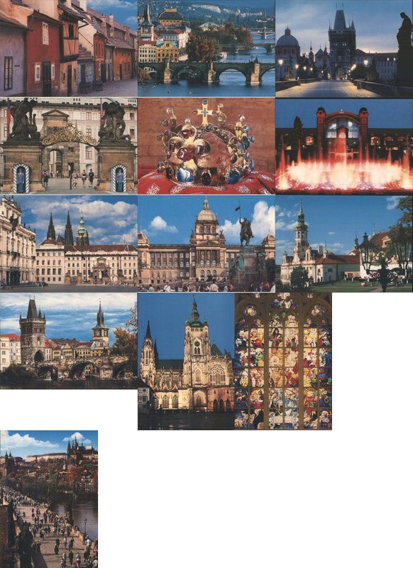 Prague, Czechoslovakia Set of 13: Prague Views Original Vintage Postcards