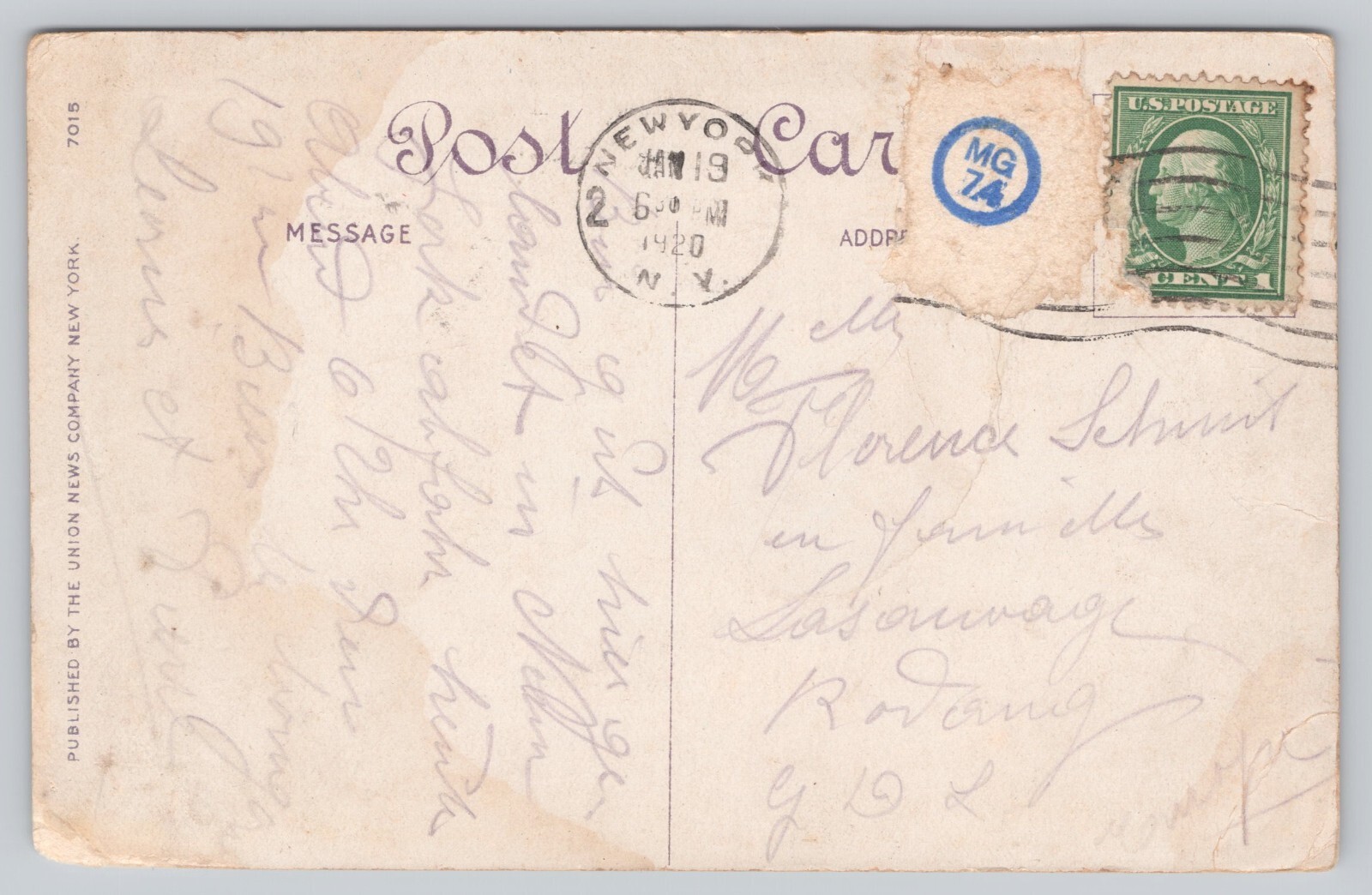 Postcard Bowling Green, New York