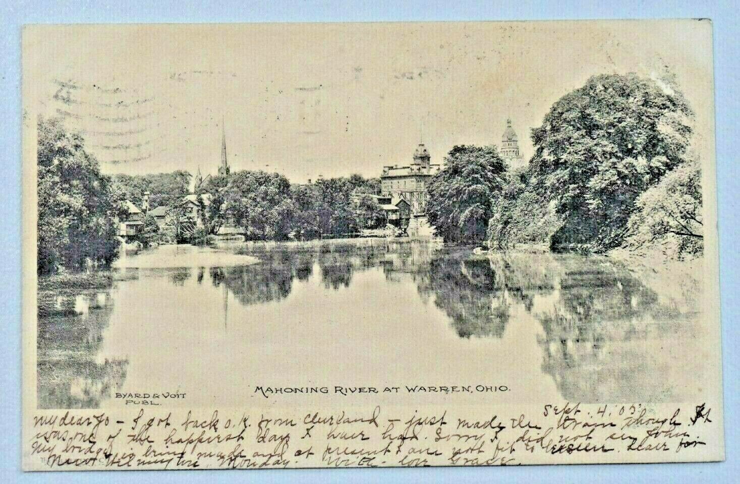 Mahoning River at Warren Ohio Scott 319 Washington Stamp 1905 UDB Postcard 8173