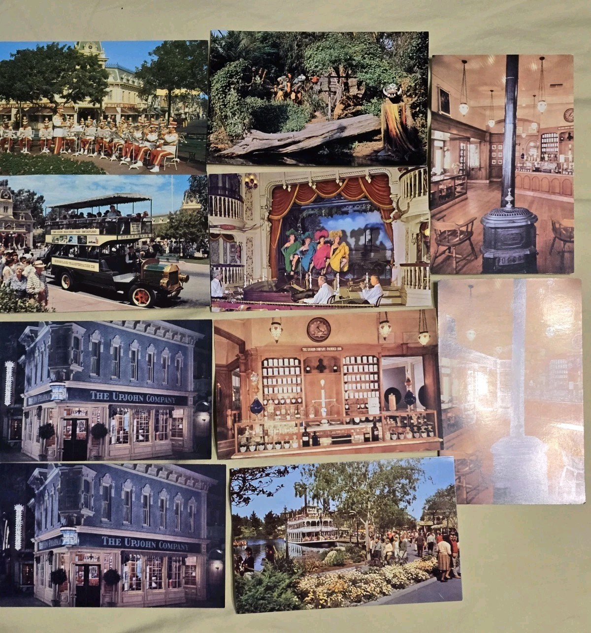 Vintage 1964 Lot of 10 Disneyland Postcard Band Upjohn Co Horseshoe Show Omnibus