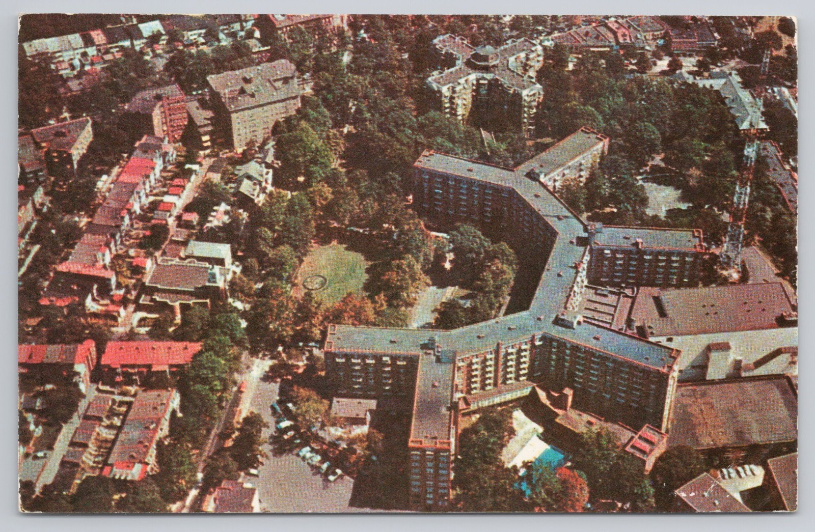 Postcard THE SHERATON-PARK HOTEL and MOTOR INN Washington DC Aerial View c1960