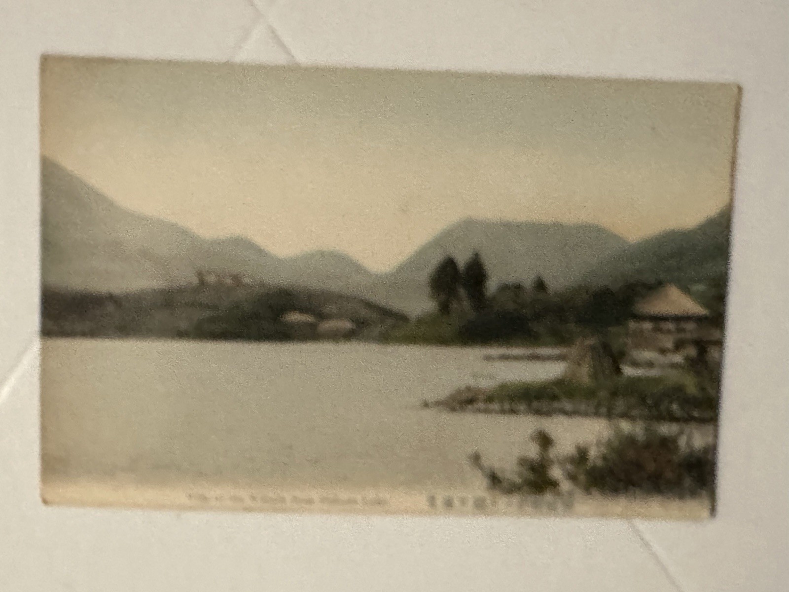 Villa Mikado Hakone Lake Hand Colored Print, Vintage Japan Postcard (1K)