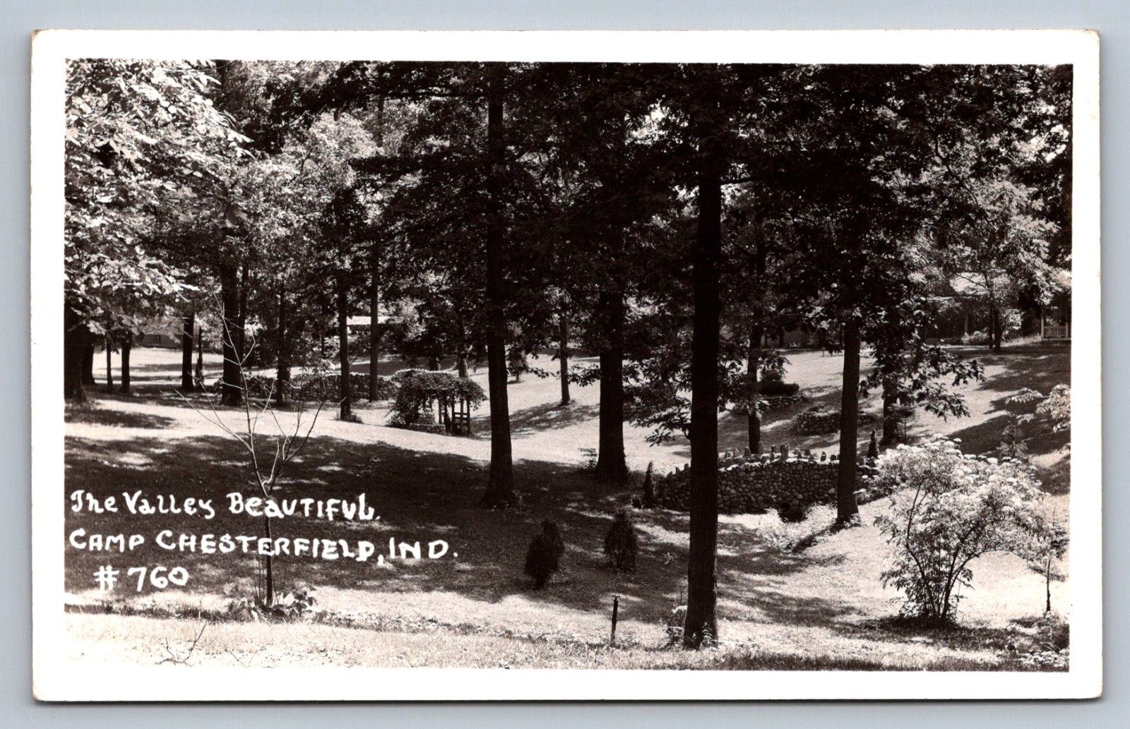 Postcard RPPC Indiana Camp Chesterfield The Valley Beautiful c. 1940s S173