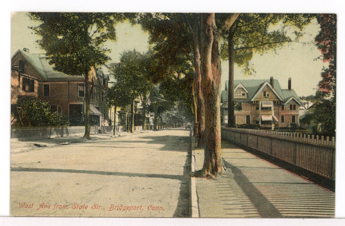 1907-1915 West Avenue from State Street Residential Area, Bridgeport CT Postcard