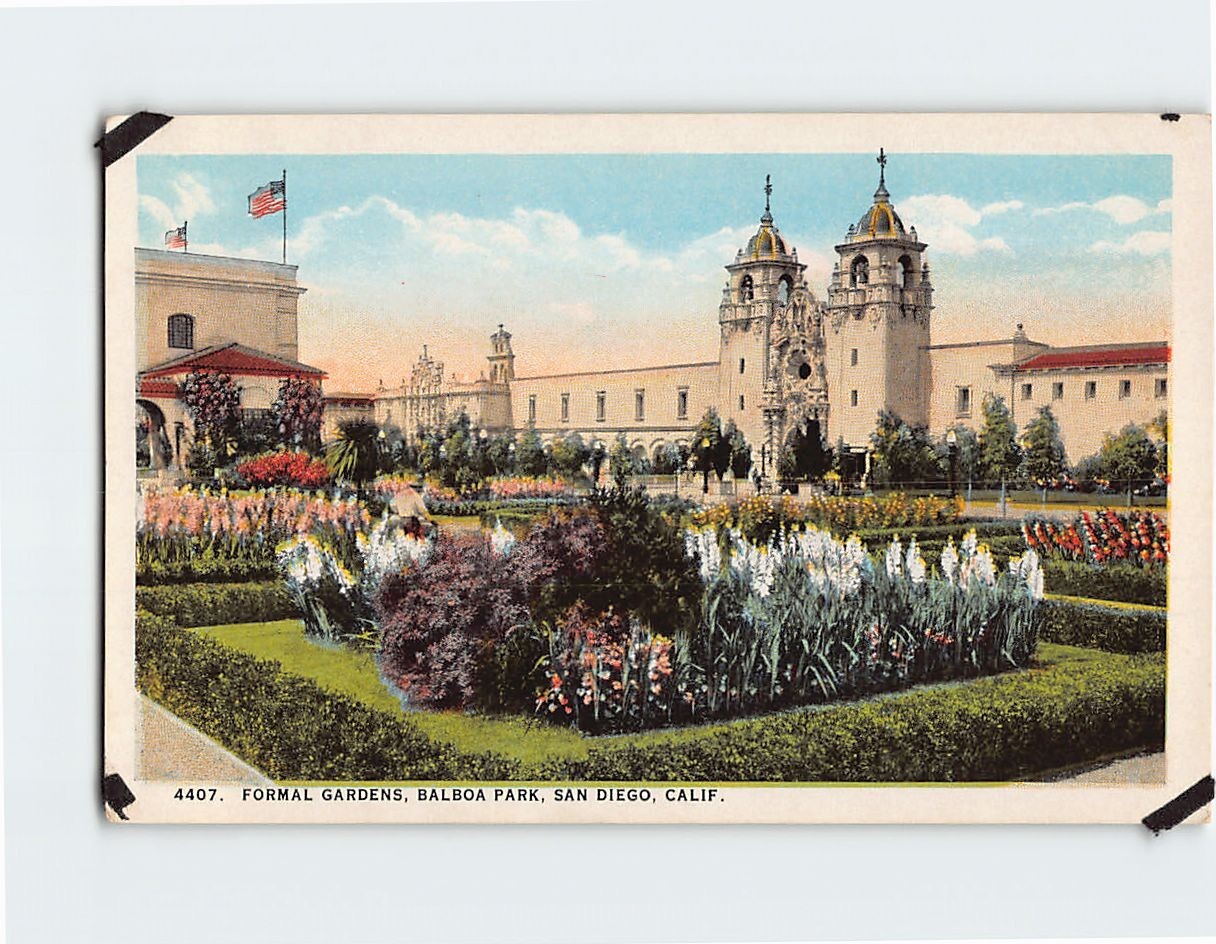 Postcard Formal Gardens Balboa Park San Diego California USA