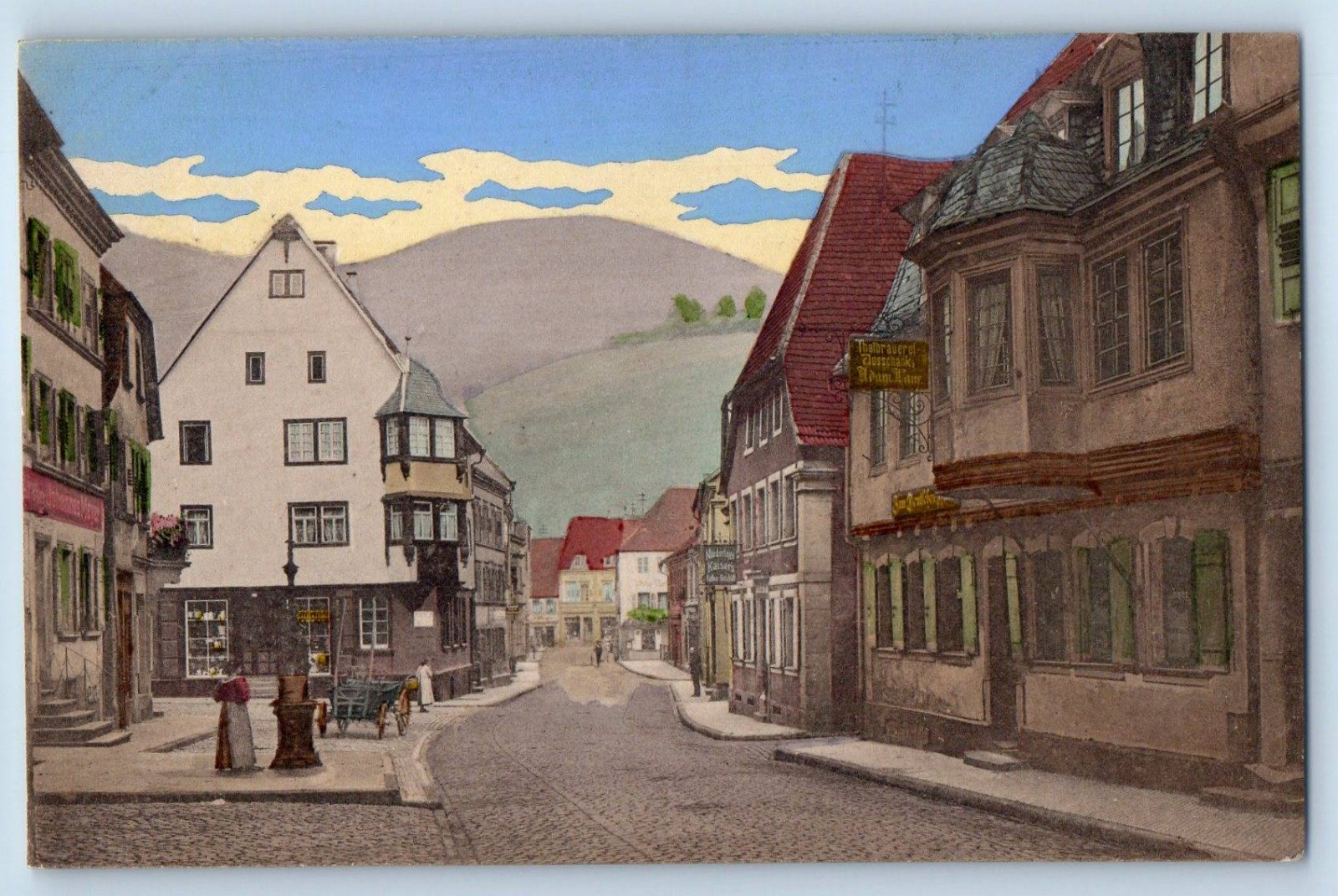 Rhineland-Palatinate Germany Postcard Annweiler Lower Market Street c1910