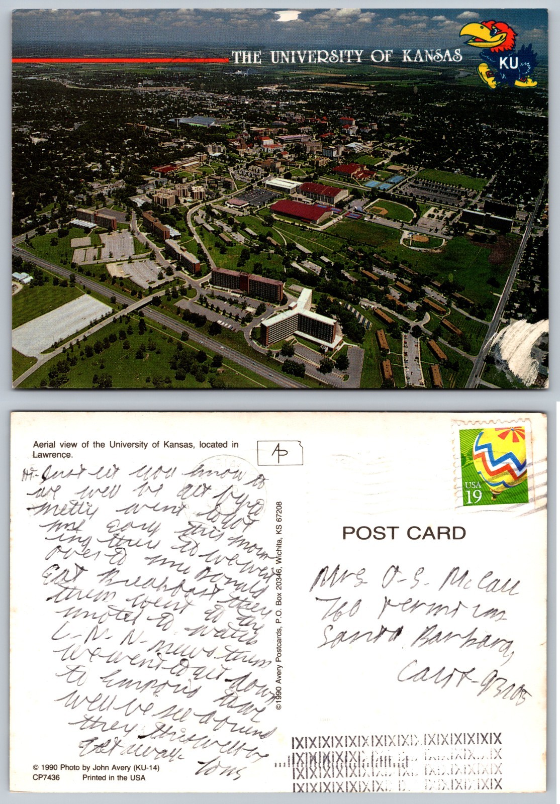 Continental University Of Kansas Lawrence Kansas Postcard