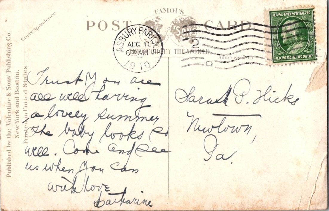 1910 Asbury Park NJ Listening to Band Pavilion Vintage Postcard