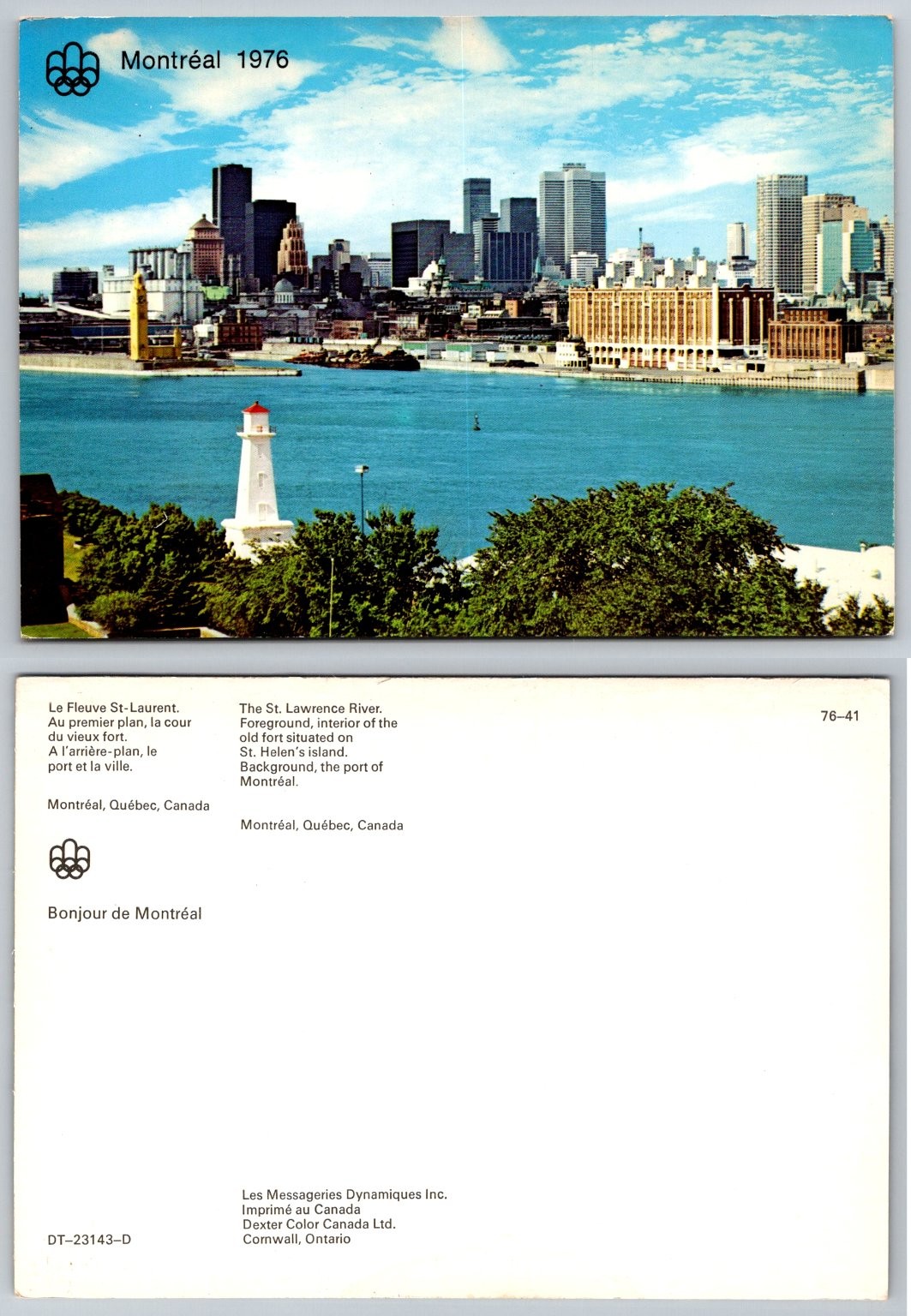 Montréal 1976 Olympics Postcard St. Lawrence River Old Port Cityscape Lighthouse