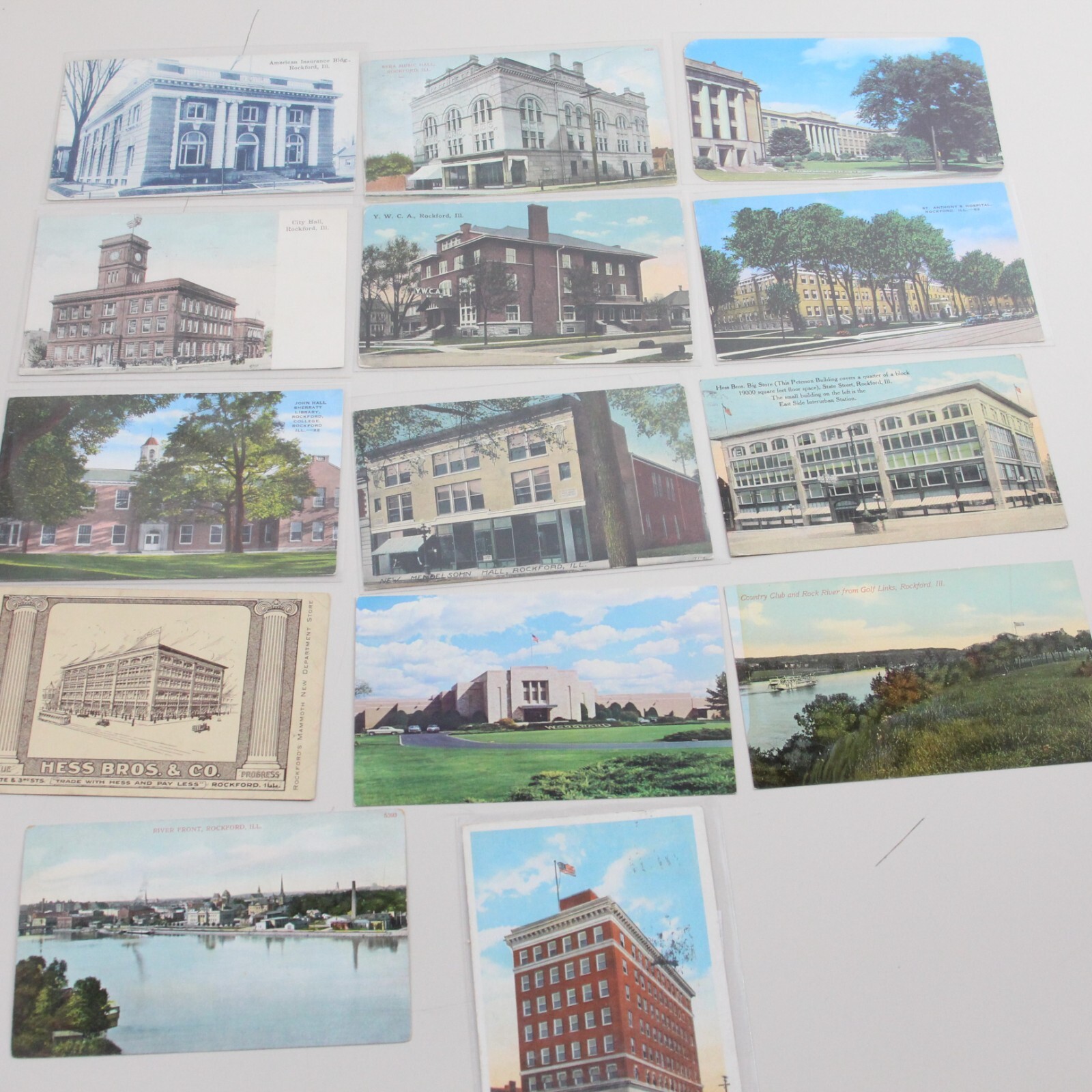 Rockford IL Postcard City Building 1900’s Lot of 14 City Hall Sera YMCA Hess