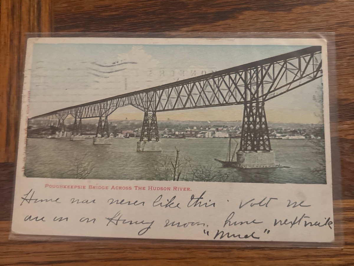 Vintage Postcard 1907 Poughkeepsie Bridge Across The Hudson River NY Posted