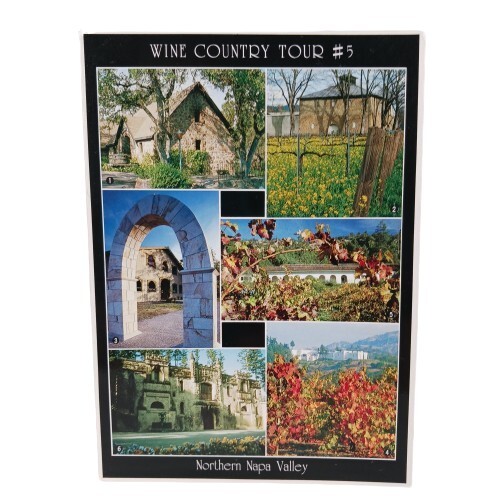 Vintage California Napa Valley Wineries Postcard Collage, Large Format Framed