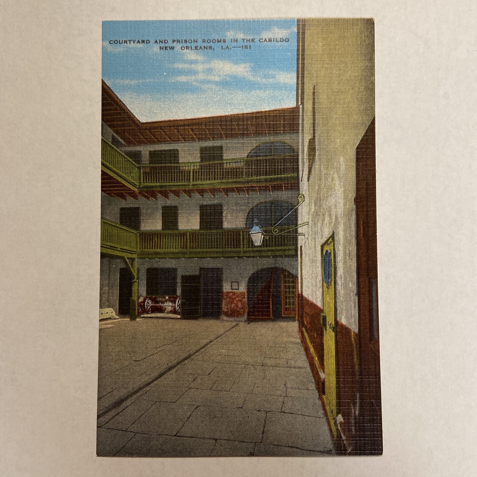 Postcard LA New Orleans Courtyard & Prison Rooms in the Cabildo Linen 1930-1945