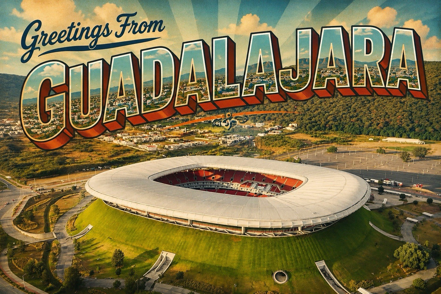 Mexico Guadalajara Stadium Estadio Akron Futbol Postcard World Cup C169