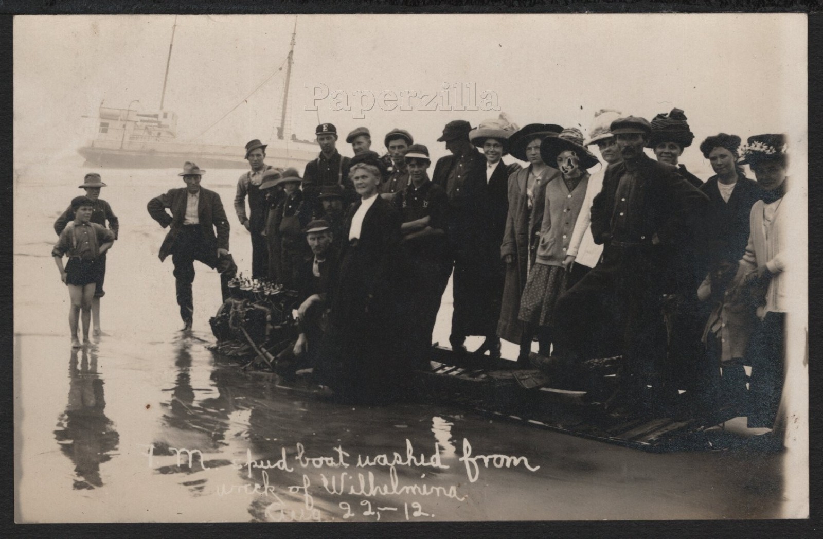 OR Florence RPPC 1912 SHIPWRECK of GAS SCHOONER WILHELMINA & Speedboat Remains