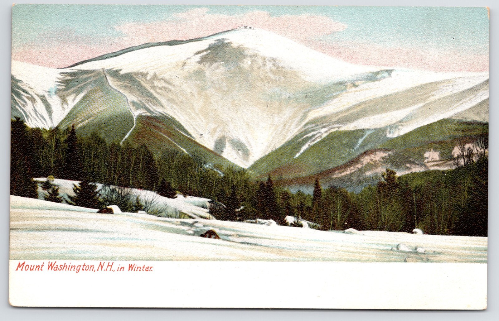 Postcard Mount Washington NH in Winter Undivided Unposted Mountain View
