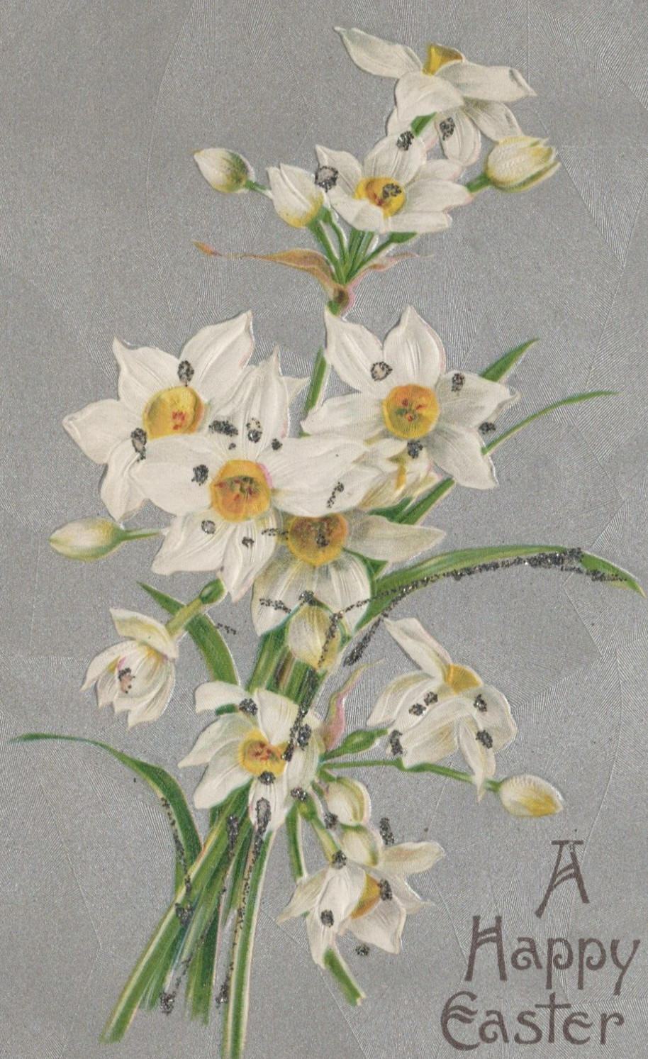 Happy Easter Wishes – Embossed Floral Religious Divided Back Vintage Post Card