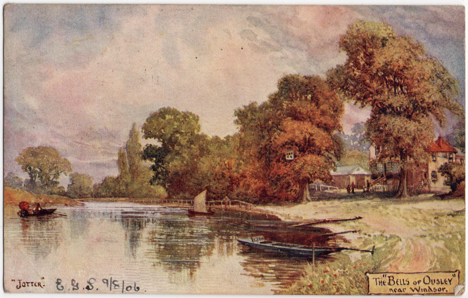 Antique Bells of Ousley Near Windsor Berkshire Postcard 1905 River