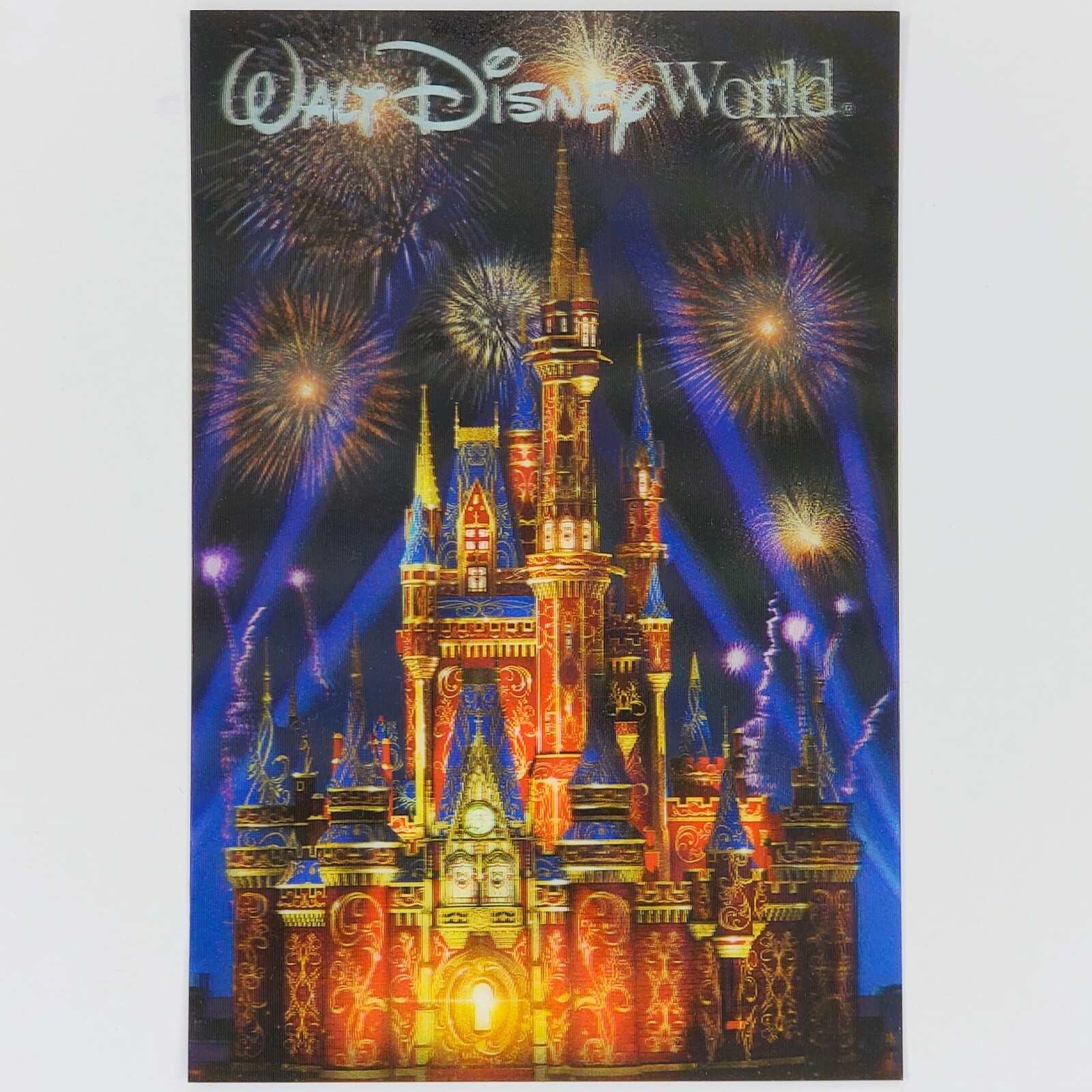 3D Cinderella Castle Postcard Disney World Lenticular Magic Kingdom Fireworks