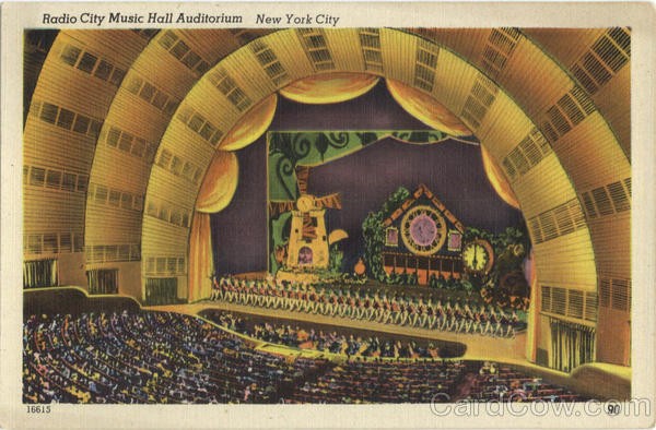 New York City, NY Radio City Music Hall Auditorium Linen Vintage Postcard