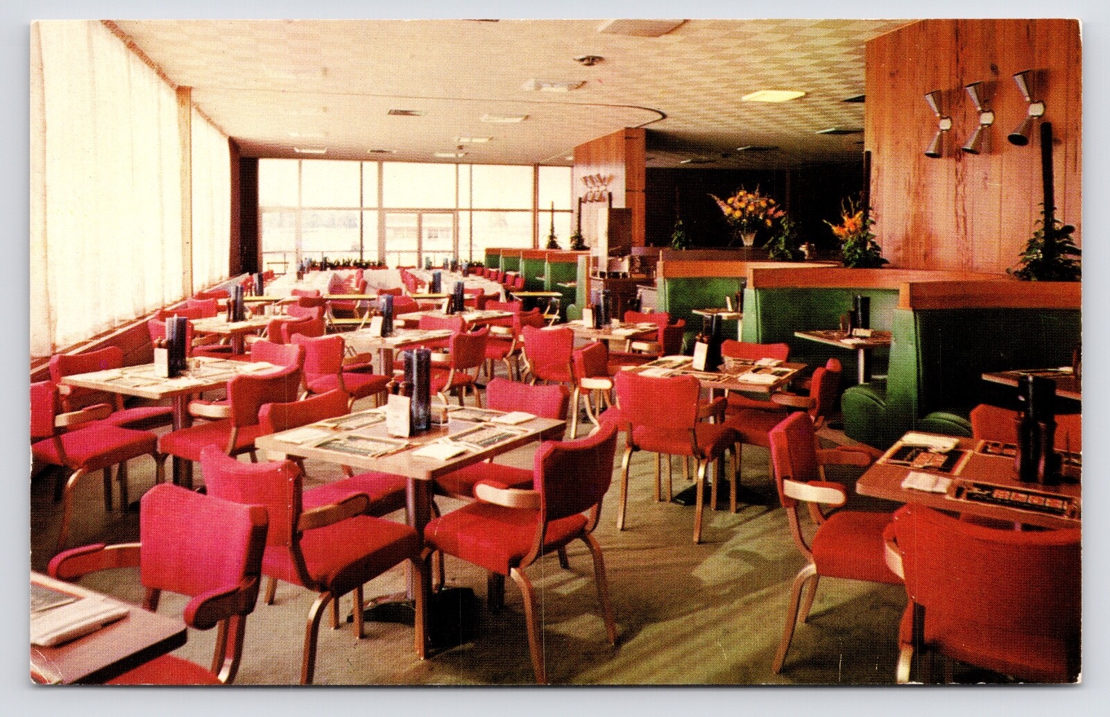 1950s Glass House Restaurant Interior MCM Shepherdsville Kentucky KY Postcard