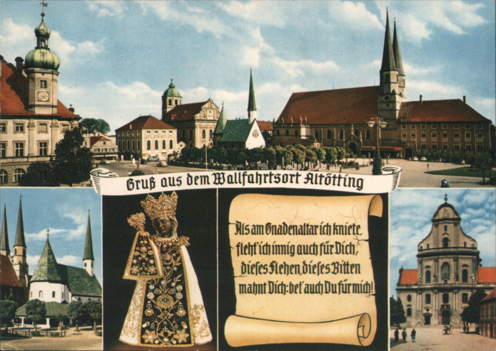 Altotting, Germany Pilgrimage Site, Black Madonna, Churches Vintage Postcard