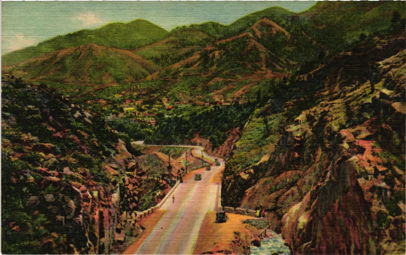 Linen Postcard Manitou Springs Seen From Ute Pass Sanborn Souvenir Unposted
