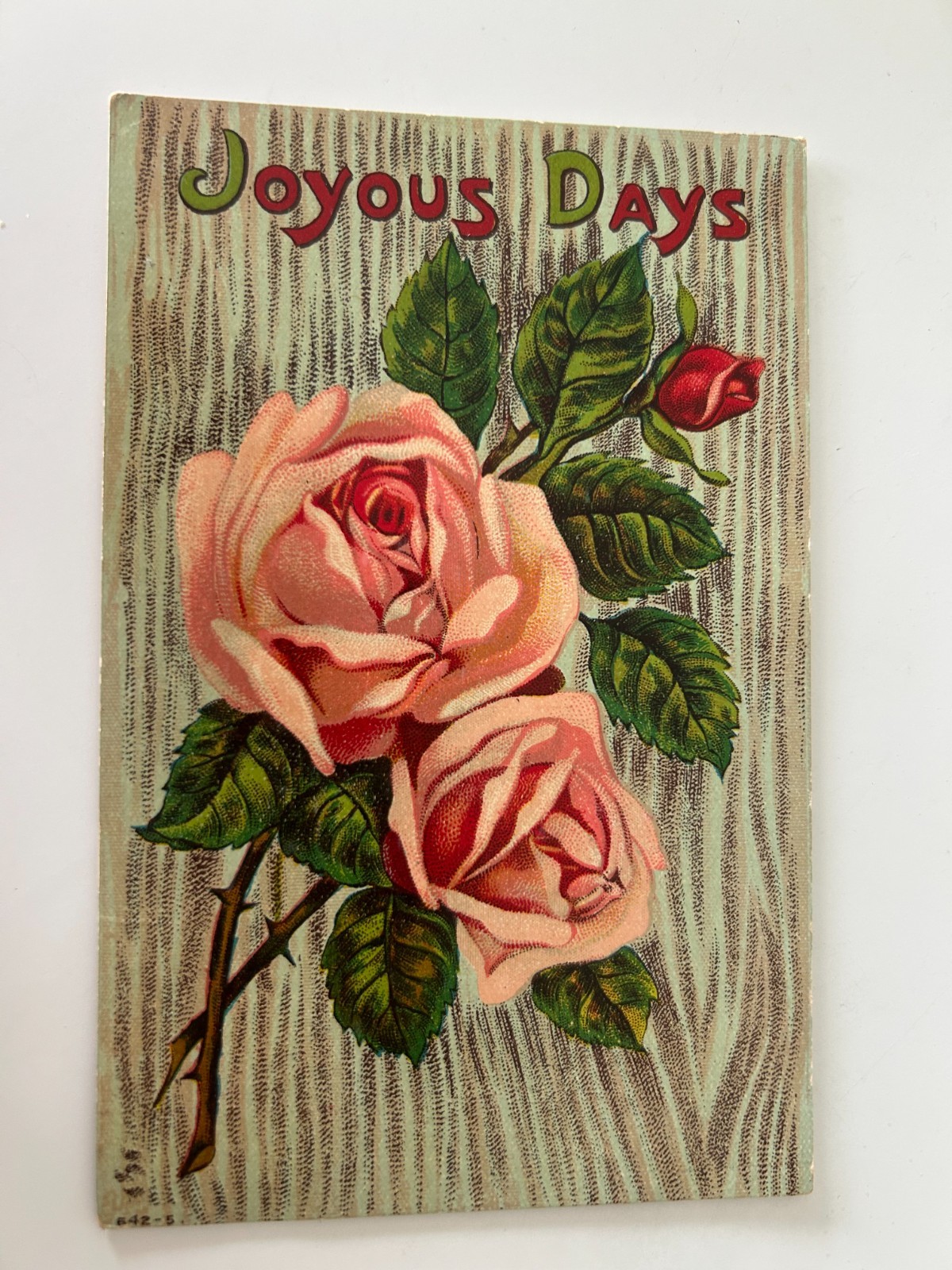 Joyous Days Pink Roses Floral Theme Vintage Postcard
