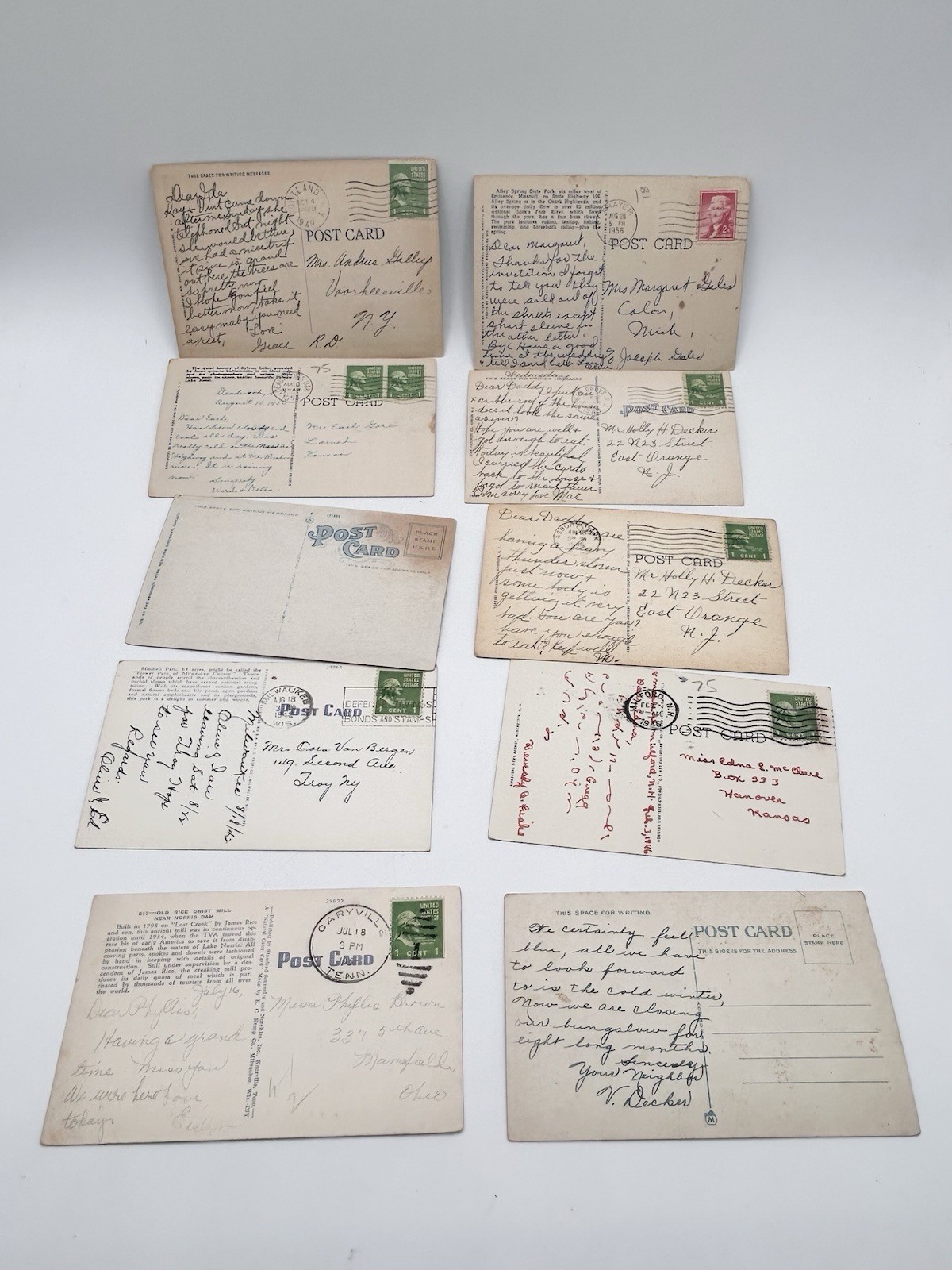 Vintage Linen Postcards Various Scenic Places Postmarked Lot of 53