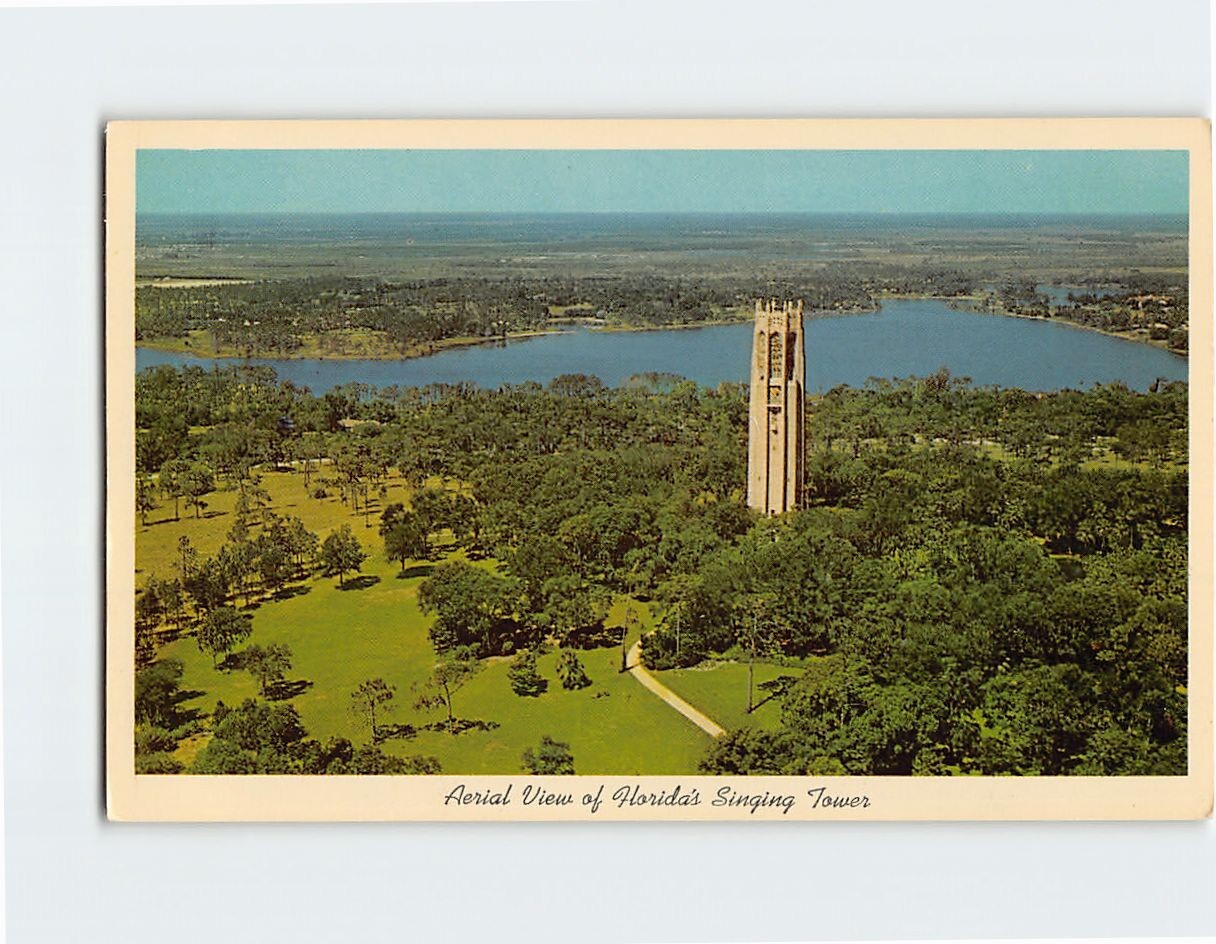 Postcard Aerial View of Singing Tower Lake Wales Florida USA