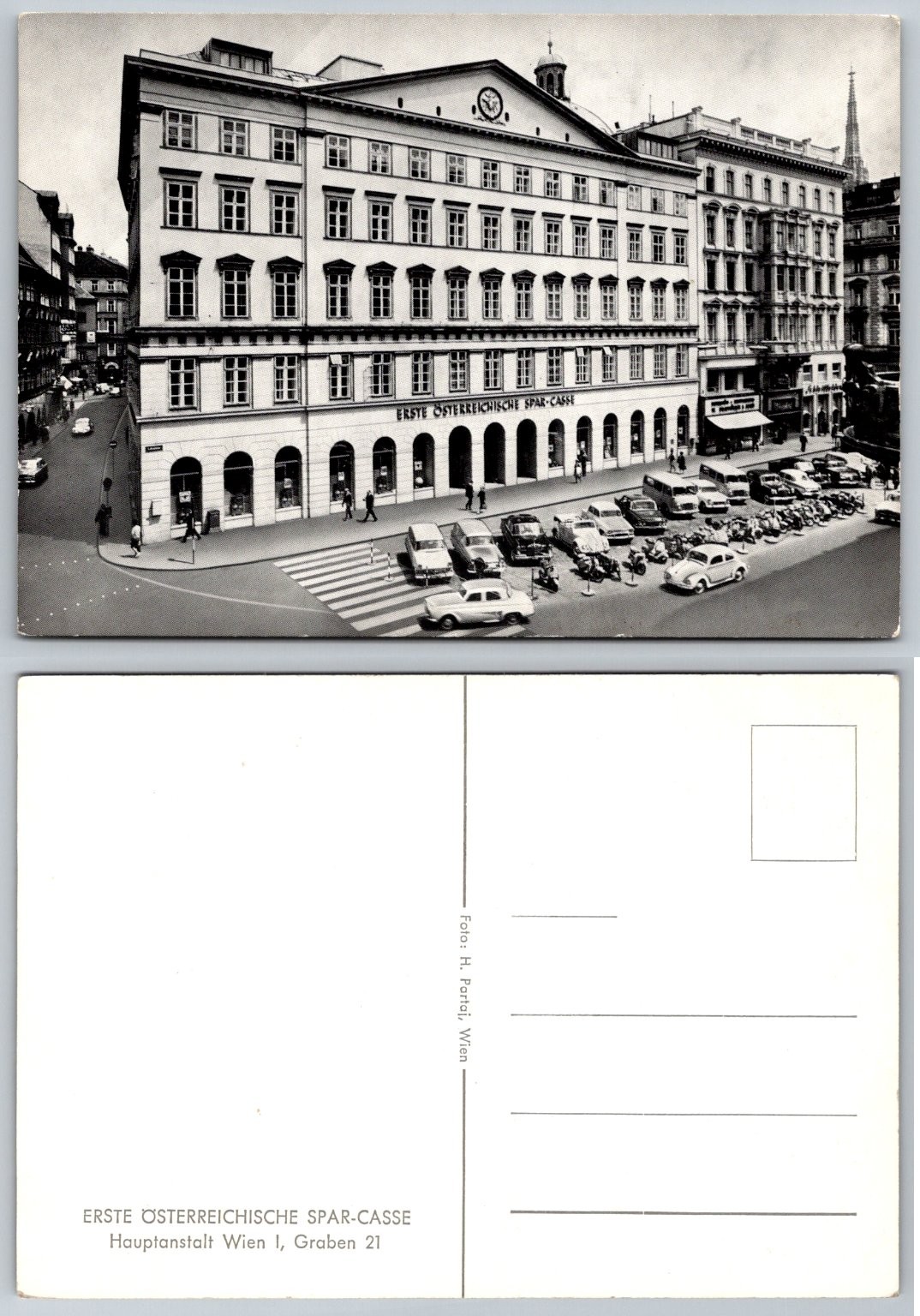 Vintage RPPC Vienna Austria Erste Spar-Casse Graben 21 1950s Street Scene Cars