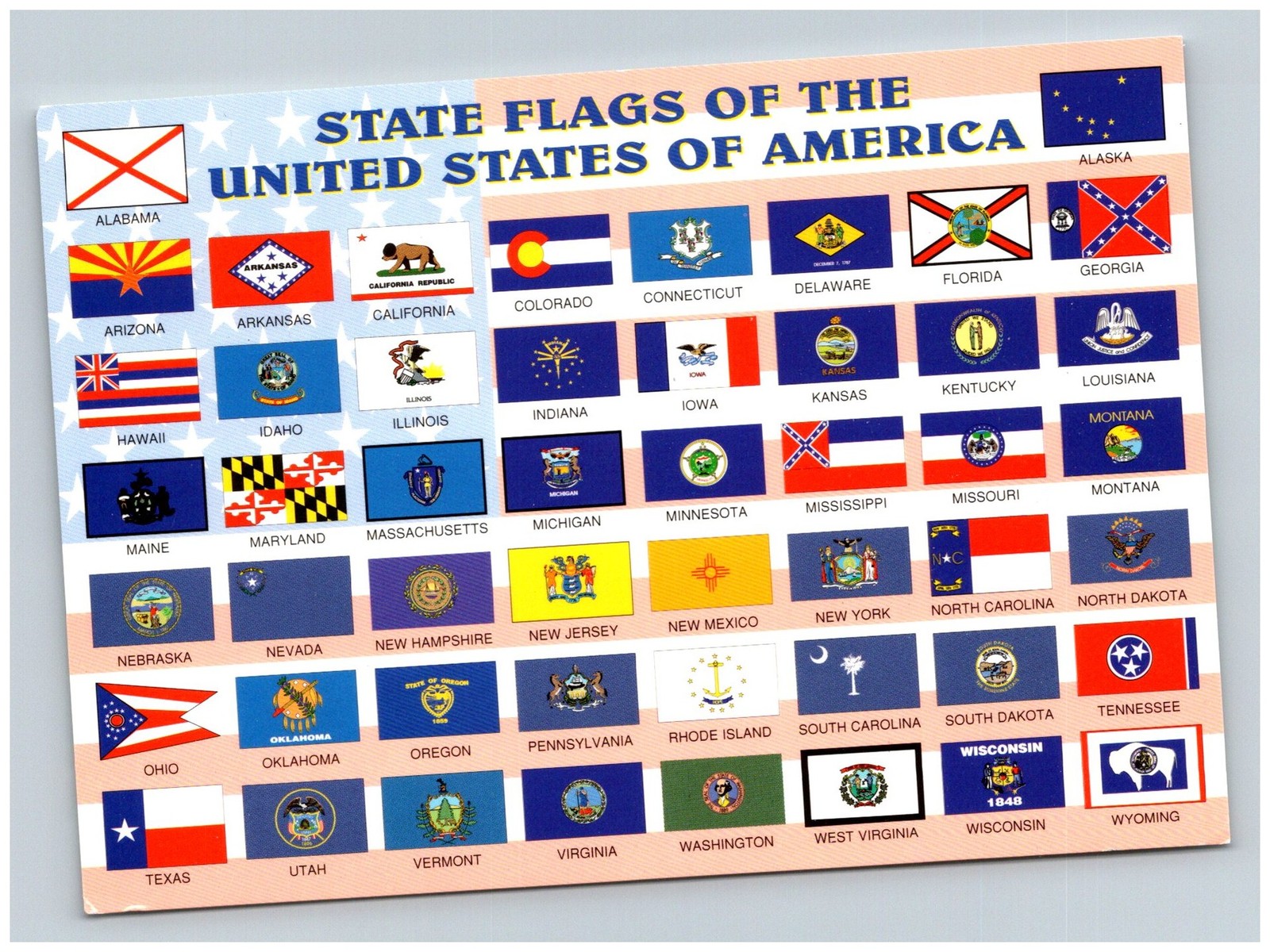 State Flags of the United States of America 50 states, State F 1990s Postcard 26