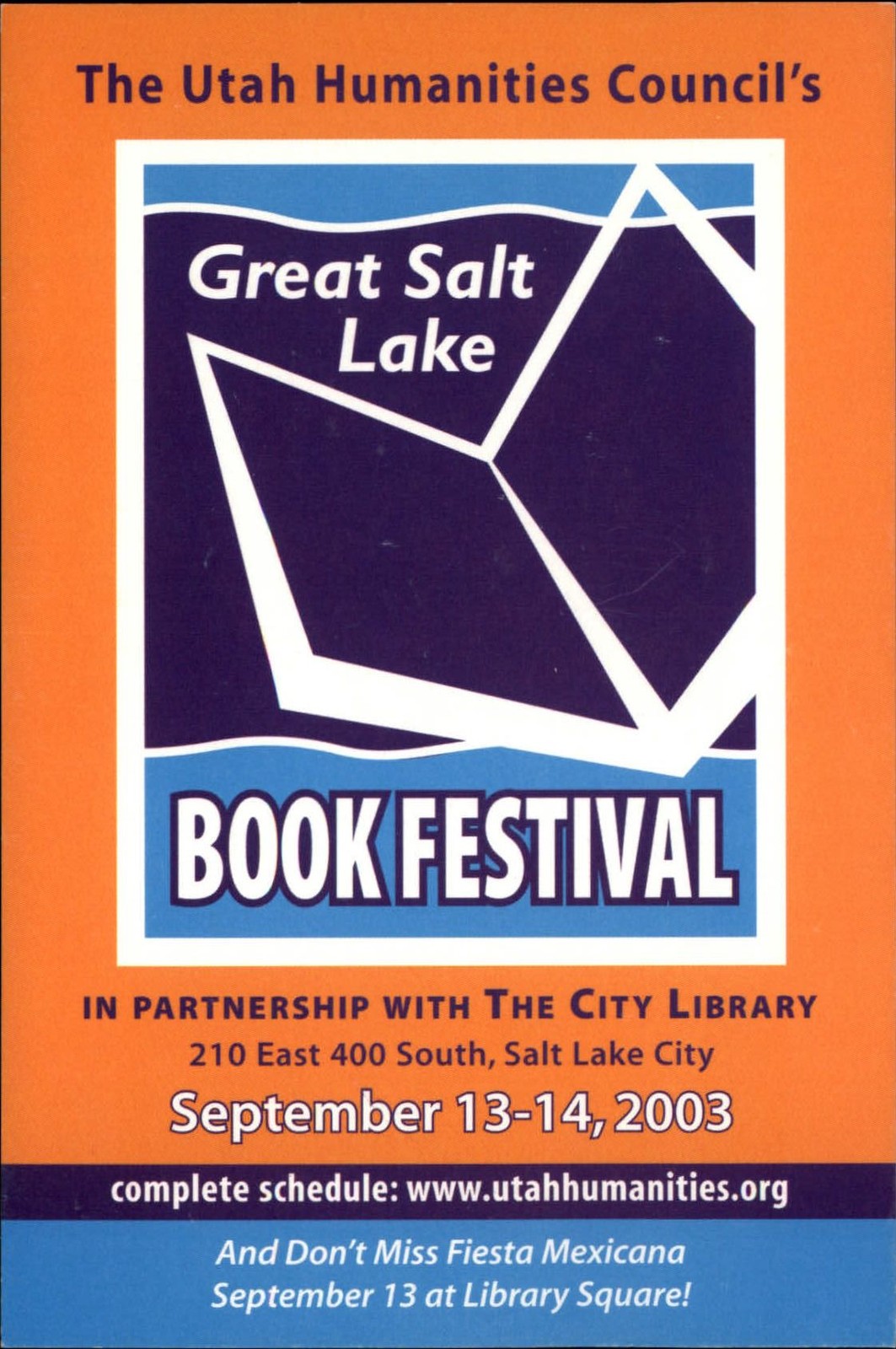 Book Festival 2003 Salt Lake City Utah Humanities Council ~ Advertising