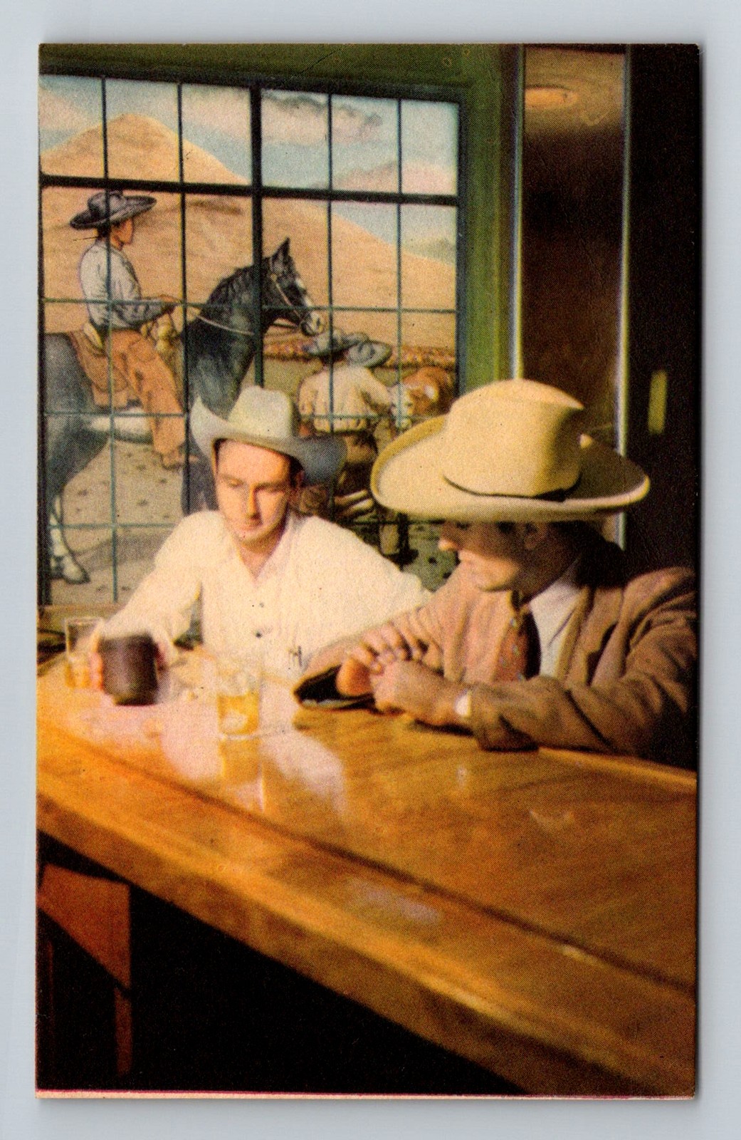 Mexico- Chihuahua Gentlemen Enjoying The Hotel Hilton Bar Old Vintage Postcard