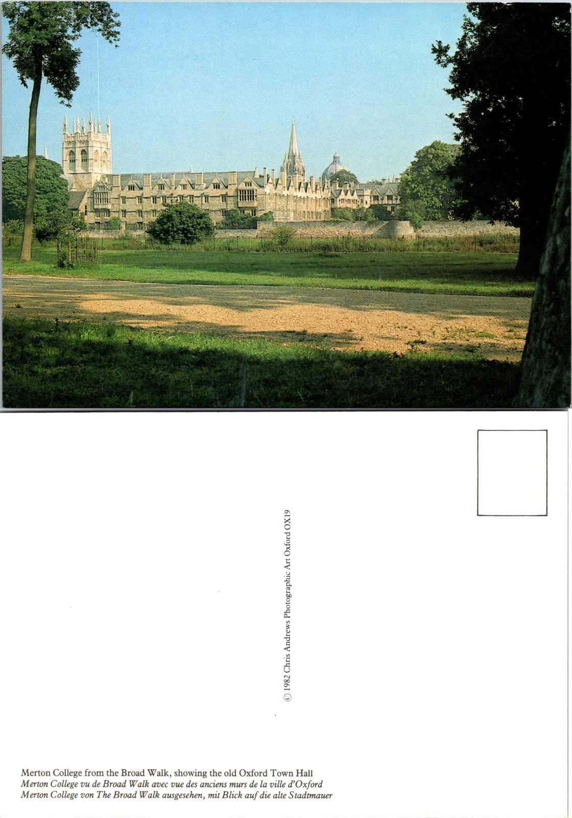 Europe England Oxford Merton College Chapel Tower from the Board Walk Postcard