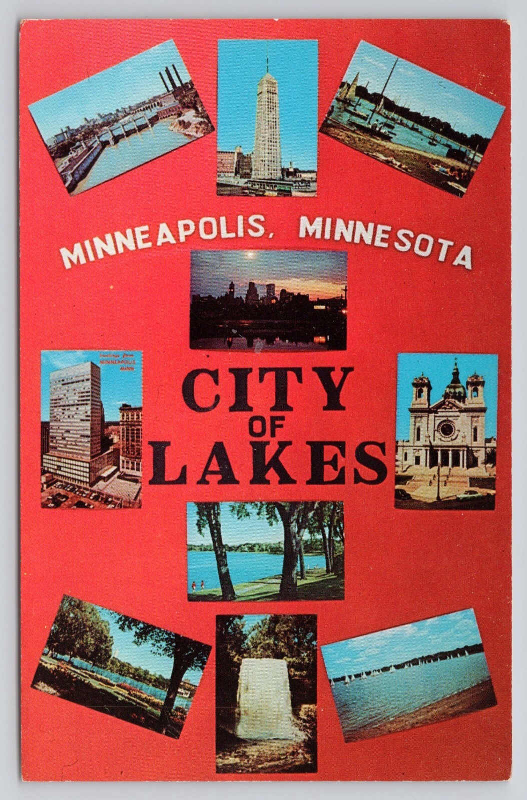 Minneapolis MN Minnesota City of Lakes Pictorial Scenes Chrome Postcard